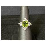 Sterling Silver Green Gemstone Ring