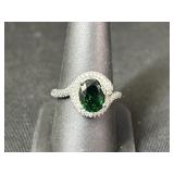 Sterling Silver Green Snake Ring