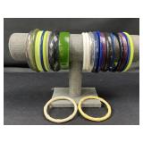 Vintage Lucite & Plastic Blue and Green Bangles