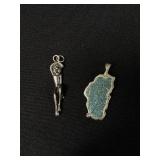 Joan Maid Pendant and Sterling Paul Druzy Pendant