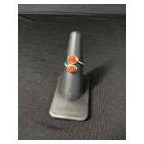 Sterling Red Coral Bypass Ring