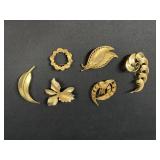 Gold Tone Leaf Brooches