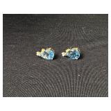 14K Blue Stone Stud Earrings