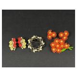 Vintage Flower Brooches & Clip-On Earrings