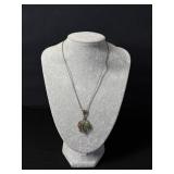 Sterling Silver Green Stone Pendant Necklace