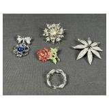 5 Assorted Brooches