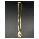 Carved Dragon Pendant Bead Necklace