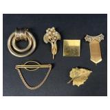 Vintage Gold & Silver Tone Brooch Lot