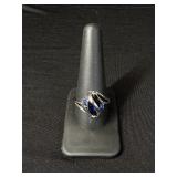 Sterling Silver Blue Bypass Ring