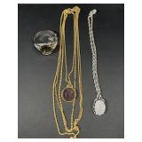 Three Costume Necklaces & Cuff Bracelet