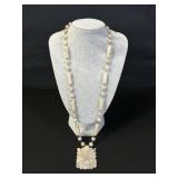 Carved Stone Pendant Necklace Necklace