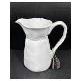 Modern Farmhouse White Ceramic Pitcher Vase