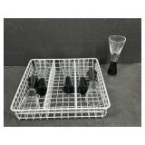 Set of 7 Black Stem Cordial Shot Glasses