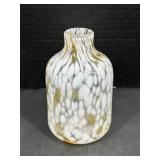 Art Glass Bottle Vase with White Murrine Design