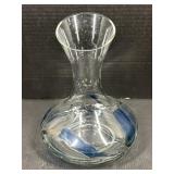 Art Glass Decanter with Blue Ribbon Design