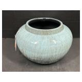 Blue Glazed Round Ceramic Vase