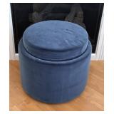 Blue Velvet Style Storage Ottoman