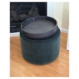 Blue Velvet Style Storage Ottoman