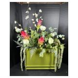 Metal Planter with Artificial Floral Arrangement