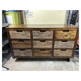 Rustic Nine-Drawer Wood Dresser