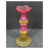 5 Matching Two-Tone Art Glass Candlestick Holder