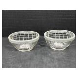 Pair of Glass Floral Frog Flower Holders
