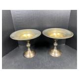 Pair of Brass Pedestal Compotes