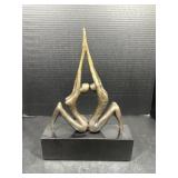 Abstract Yoga Couple Bronze Tone Sculpture