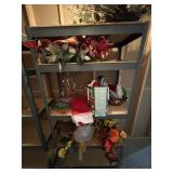 Metal Storage Shelf with Artificial Flowers