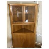 Modern Teak Style Corner Display Cabinet