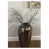 Large Hammered Style Bronze-Tone Floor Vase