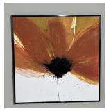 Contemporary Orange Floral Abstract Canvas Art