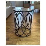 Round Glass Top Metal Accent Table
