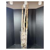 Birch Branch & River Rock Glass Floor Vase