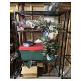 Black Metal Shelf with Artificial Flowers and