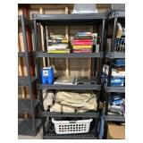 Plastic Storage Shelf with Contents