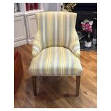 Striped Wingback Accent Chair with Nailhead Trim