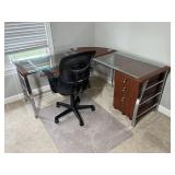 Modern Glass & Chrome L-Shaped Office Desk