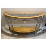 Contemporary Demilune Glass Top Console Table