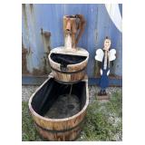 Wooden Water Pump Water Feature and Wooden Angel