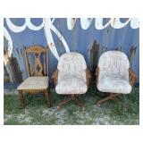 2 Swivel Chairs and Vintage Wooden Chair