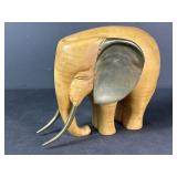 Great City Traders Wood Elephant with Brass
