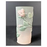 8 ' Guthrie 1989 Rose Relief Art Pottery Vase