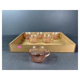 Pink Depression Glass cups
