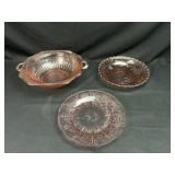 Pink Depression Glass Bowls and Plate