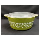 Pyrex green floral baking dish with lid