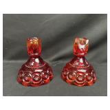 Amberina Glass Candle Holders