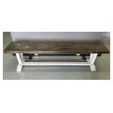 Rustic Wood Farmhouse Bench with White Base