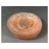 8 ' Pink Floral Depression Glass Plates