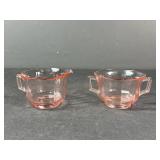 Pink Depression Glass cream and Sugar Set